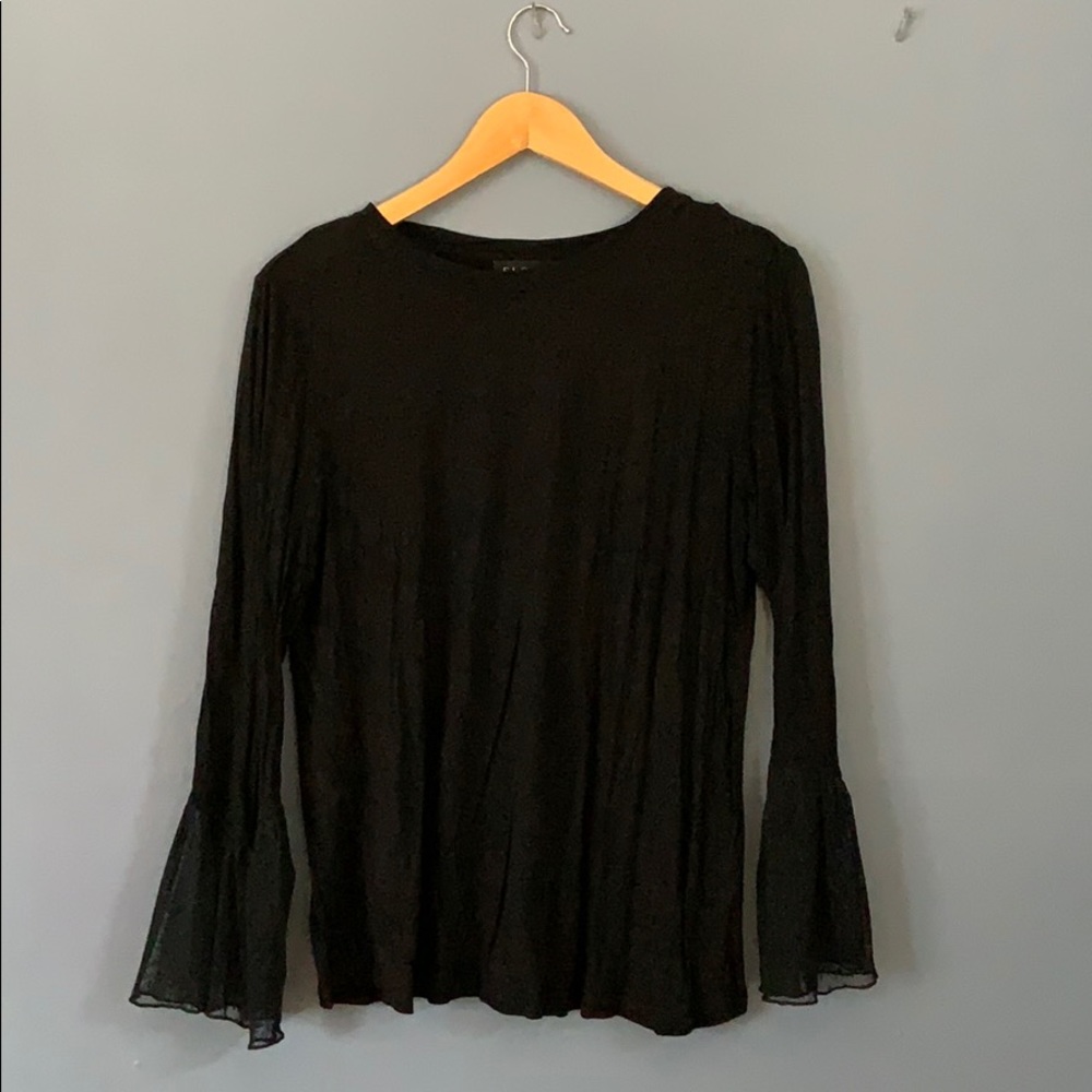 Eloquii Black Long-sleeve Shirt Lace Sleeves